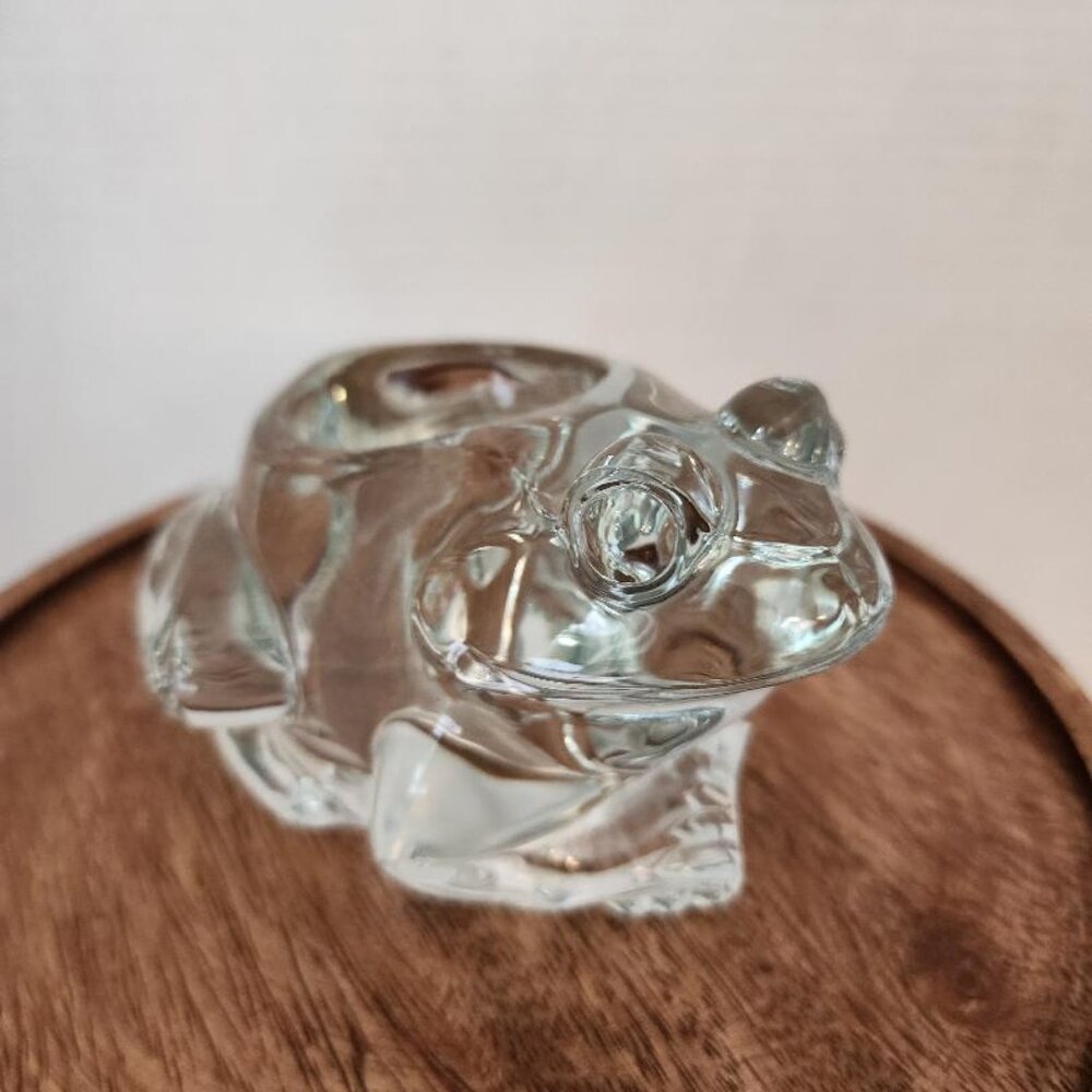 Vintage Indiana Glass Co Clear Crystal Glass Frog Votive Candle Holder